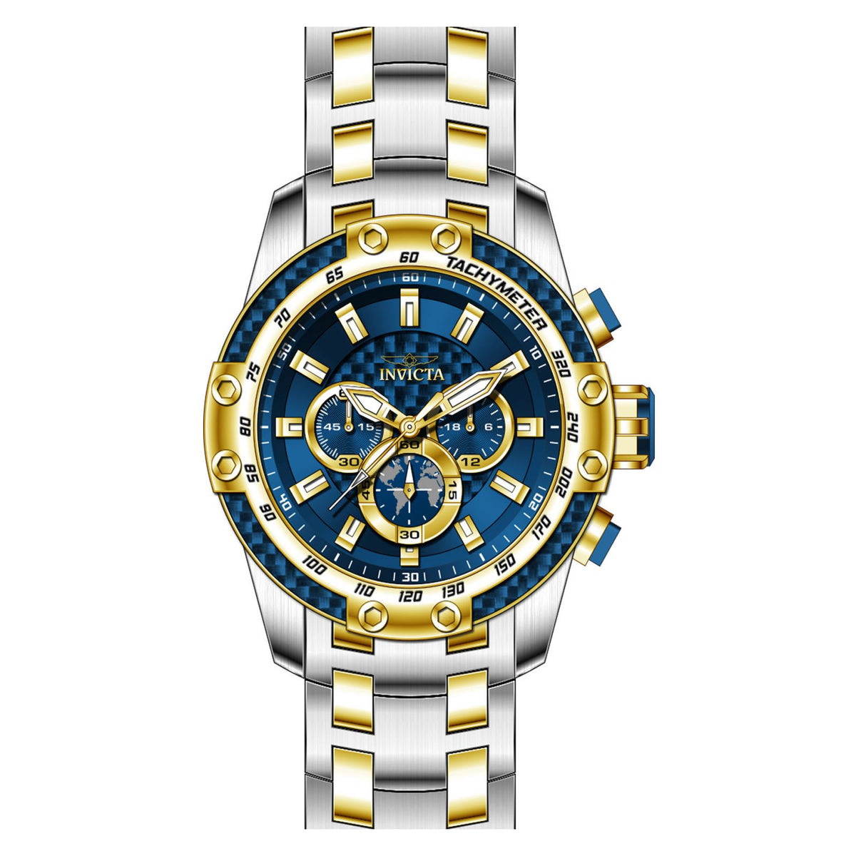 INVICTA腕時計 Invicta Speedway Chronograph Blue Dial Two-tone Men's Watch