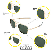 Cargar imagen en el visor de la galería, LENTES DE SOL INVICTA AVIATOR  UNISEXO - I39272-AVI-09-G15